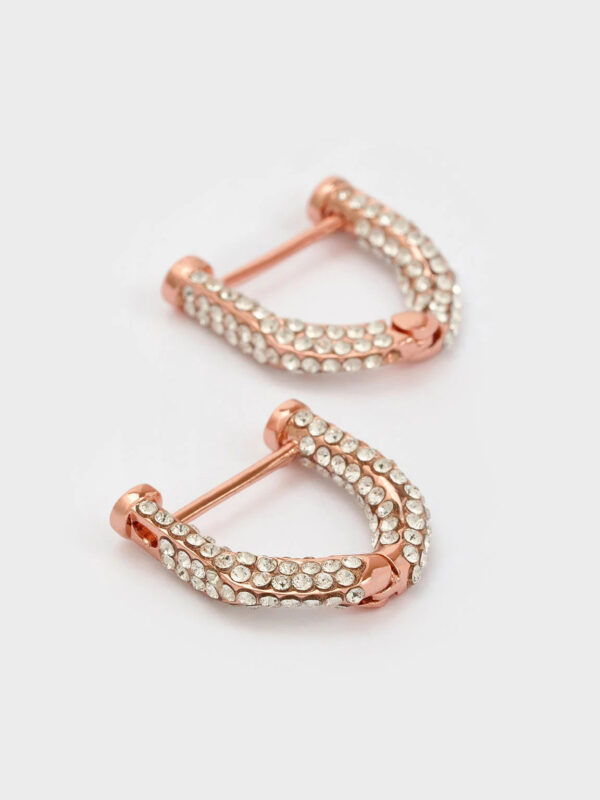 Gabine Swarovski Crystal Huggie Earrings สีโรสโกลด์